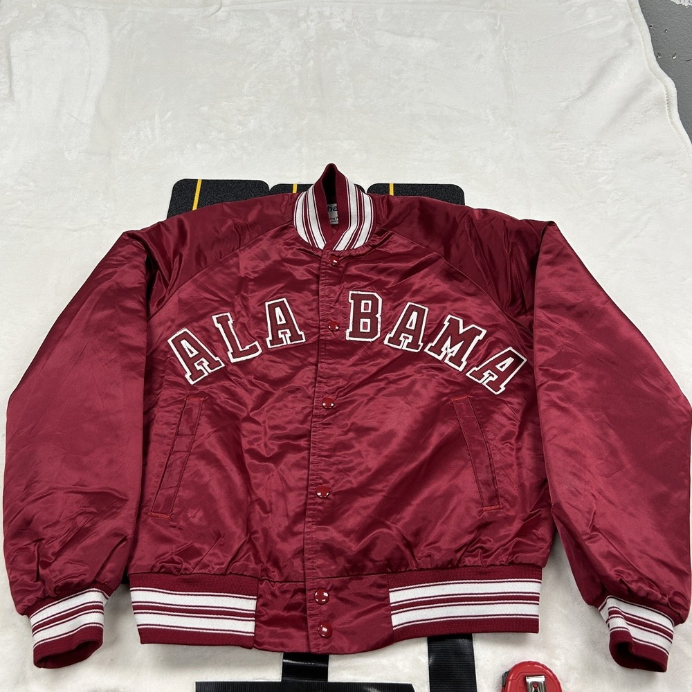 Chalk Line Alabama Varsity Jacket Mens M Crimson Satin Bomber Made in USA